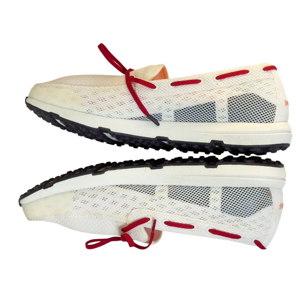 Swims White & Red Mesh Lace-Up Loafers - Picture 5 of 8